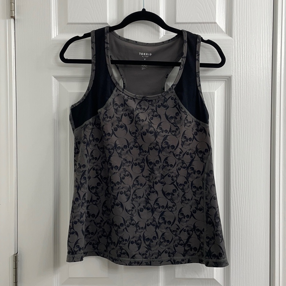 Torrid Gray and Black Skull Tank Top